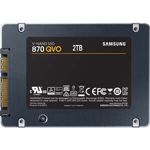 SSD накопитель Samsung 2TB 870 QVO, V-NAND, 2.5'', SATA III, [R/W - 530/560 MB/s] ssd накопитель samsung 1tb 870 qvo v nand 2 5 sata iii [r w 520 550 mb s]