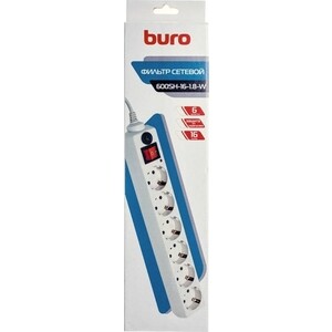 Сетевой фильтр Buro 600SH-16-1.8-W 1.8м (6 розеток) белый