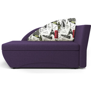 Кушетка Шарм-Дизайн Трио правый Париж и рогожка фиолетовый
