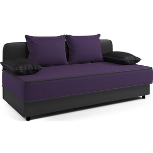 фото Кушетка шарм-дизайн прима рогожка фиолетовый и экокожа черный