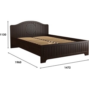 фото Кровать с ламелями и опорами compass монблан мб-602к 190x140 орех шоколадный