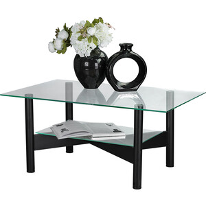 Стол журнальный Мебелик Саут 6С черный, прозрачное (П0004029) стол журнальный мебелик дуэт 13н металлик дуб дымчатый прозрачное п0005354