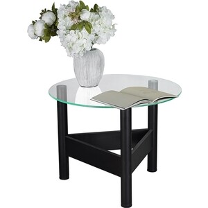 Стол журнальный Мебелик Саут 9С черный, прозрачное (П0004133) столик журнальный к набору дачный классический натуральная сосна