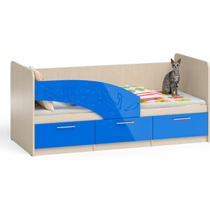 Кровать детская СВК Капитан 1,8Л 80х180 левая, дуб атланта/синий глянец (1020985)
