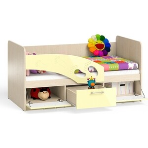Кровать детская СВК Топ-Топ 1,6Л 80х160 левая, дуб атланта/ваниль глянец (1020982)