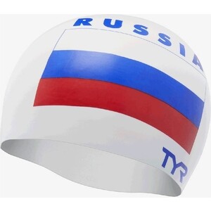 фото Шапочка для плавания tyr russia silicone swim cap, силикон, белый (lcsrus/100)