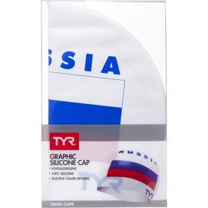 фото Шапочка для плавания tyr russia silicone swim cap, силикон, белый (lcsrus/100)