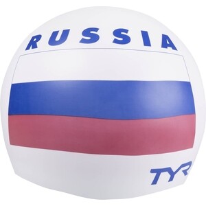 фото Шапочка для плавания tyr russia silicone swim cap, силикон, белый (lcsrus/100)