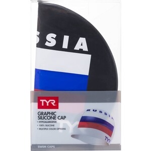 фото Шапочка для плавания tyr russia silicone swim cap, силикон, черный (lcsrus/001)