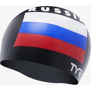 фото Шапочка для плавания tyr russia silicone swim cap, силикон, черный (lcsrus/001)