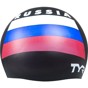 фото Шапочка для плавания tyr russia silicone swim cap, силикон, черный (lcsrus/001)