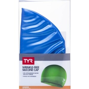 фото Шапочка для плавания tyr wrinkle free junior silicone cap, силикон, голубой (lcsjr/428)