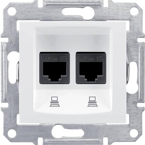 фото Розетка schneider electric компьютерная 2xrj45 sedna stp sdn4600121