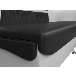 Кухонный угловой диван АртМебель Сидней экокожа черный/белый правый угол