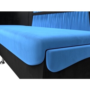 Кухонный угловой диван АртМебель Сидней велюр голубой/черный левый угол