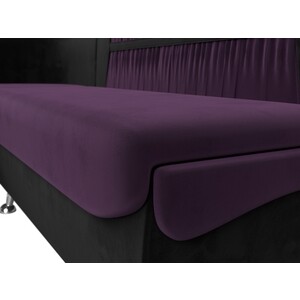 Кухонный угловой диван АртМебель Сидней велюр фиолетовый/черный левый угол