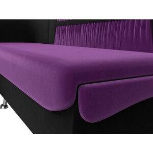 Кухонный угловой диван АртМебель Сидней микровельвет фиолетовый/черный левый угол