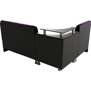 Кухонный угловой диван АртМебель Сидней микровельвет фиолетовый/черный левый угол