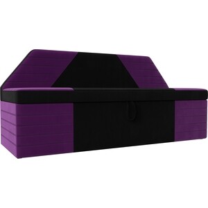 АртМебель Кухонный прямой диван Дуглас микровельвет черный фиолетовый