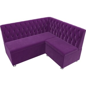 Кухонный угловой диван АртМебель Мирта микровельвет фиолетовый правый угол