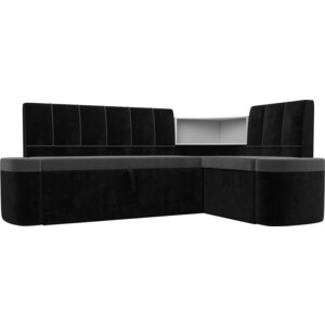 Кухонный угловой диван АртМебель Тефида велюр серый черный правый угол стол раздвижной nardi rio 140 210 серый