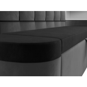 Кухонный угловой диван АртМебель Тефида велюр черный серый правый угол