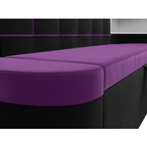 Кухонный угловой диван АртМебель Тефида микровельвет фиолетовый черный правый угол