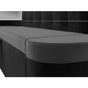 Кухонный угловой диван АртМебель Тефида велюр серый черный левый угол