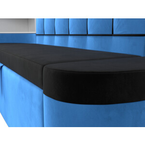 Кухонный угловой диван АртМебель Тефида велюр черный голубой левый угол