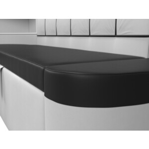 Кухонный угловой диван АртМебель Тефида экокожа черный белый левый угол