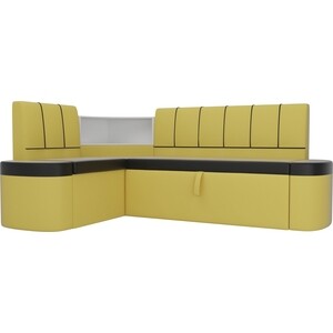фото Кухонный угловой диван артмебель тефида экокожа черный желтый левый угол