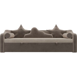 Детский диван-кровать АртМебель Рико велюр бежевый коричневый