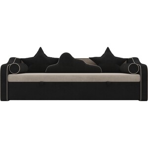 Детский диван-кровать АртМебель Рико велюр бежевый черный