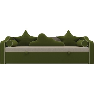 Детский диван-кровать АртМебель Рико микровельвет бежевый зеленый