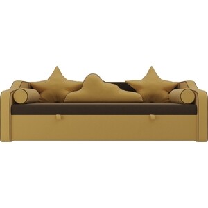Детский диван-кровать АртМебель Рико микровельвет коричневый желтый