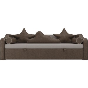 Детский диван-кровать АртМебель Рико рогожка бежевый коричневый