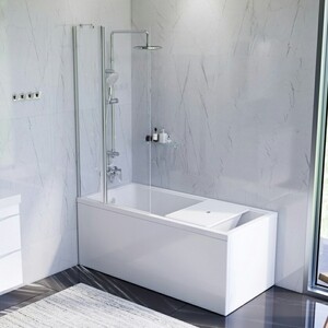 Акриловая ванна Am.Pm Gem 150x70 с каркасом, шторкой, душем и смесителем (W90ASET-150D3W5)