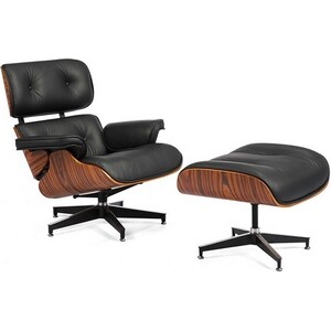 фото Комплект bradex кресло eames lounge chair черный и оттоманка eames lounge chair черная