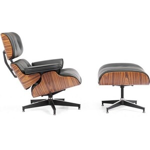 фото Комплект bradex кресло eames lounge chair черный и оттоманка eames lounge chair черная