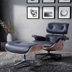 фото Комплект bradex кресло eames lounge chair черный и оттоманка eames lounge chair черная