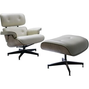 Комплект Bradex Кресло Eames lounge Chair и оттоманка Eames lounge Chair бежевая (FR 0596) кресло bradex egg chair красный натуральная кожа fr 0806