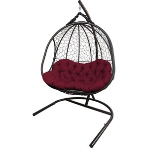 фото Подвесное кресло для двоих ecodesign гелиос темно-коричневый, подушка бордовая