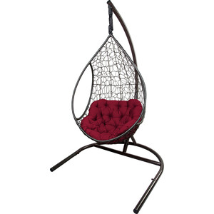 Подвесное кресло EcoDesign Лира темно-коричневый, подушка бордовая - фото 1
