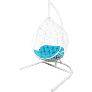фото Подвесное кресло ecodesign сириус белый, подушка бирюзовая пкр-005 white/turquoise