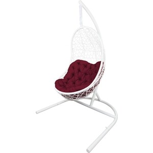 фото Подвесное кресло ecodesign вега белый, подушка бордовая пкр-004 white/burgundy