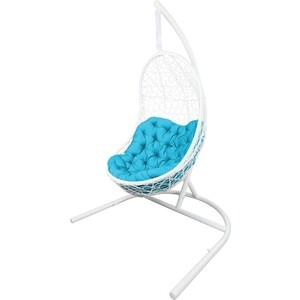 Подвесное кресло EcoDesign Вега белый, подушка бирюзовая ПКР-004 white/turquoise Вега белый, подушка бирюзовая ПКР-004 white/turquoise - фото 1