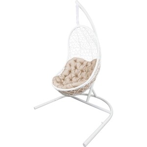 фото Подвесное кресло ecodesign вега белый, подушка бежевая пкр-004 white/beige