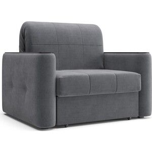 Кресло Агат Ницца НПБ 0.8 - Velutto 32 серый/накладка венге диван агат ницца нпб 1 6 velutto 32 серый накладка венге