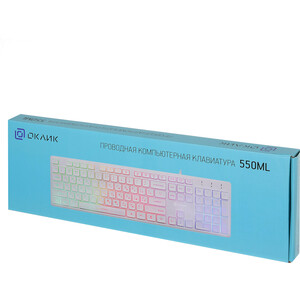 Клавиатура Oklick 550ML белый USB slim Multimedia LED - фото 5