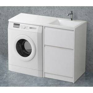 фото Тумба с раковиной belbagno kraft 120 правая, белая матовая bianco opaco (kraft-lvd-580/1200-2c-pia-bo, bb1200/480-lv-mr-r)